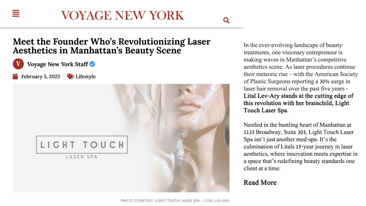 Light Touch Laser Spa NYC Meet the Founder Who’s Revolutionizing Laser Aesthetics in Manhattan’s Beauty Scene Voyage New York Staff banner